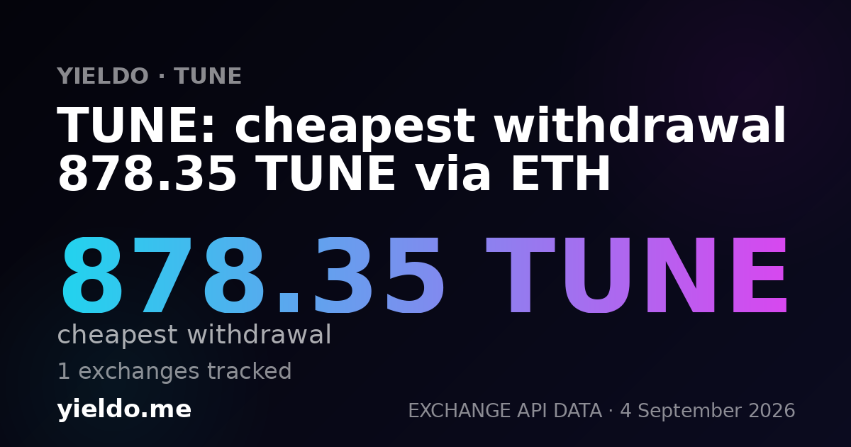 TUNE: cheapest withdrawal 878.35 TUNE via ETH