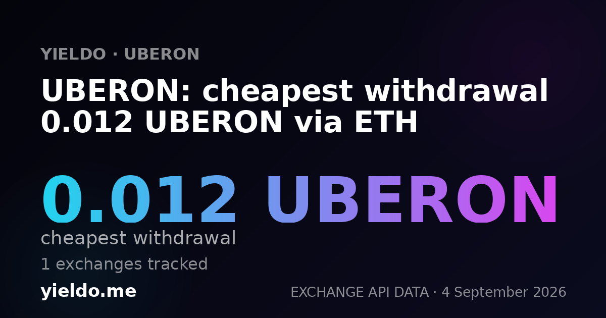UBERON: cheapest withdrawal 0.012 UBERON via ETH