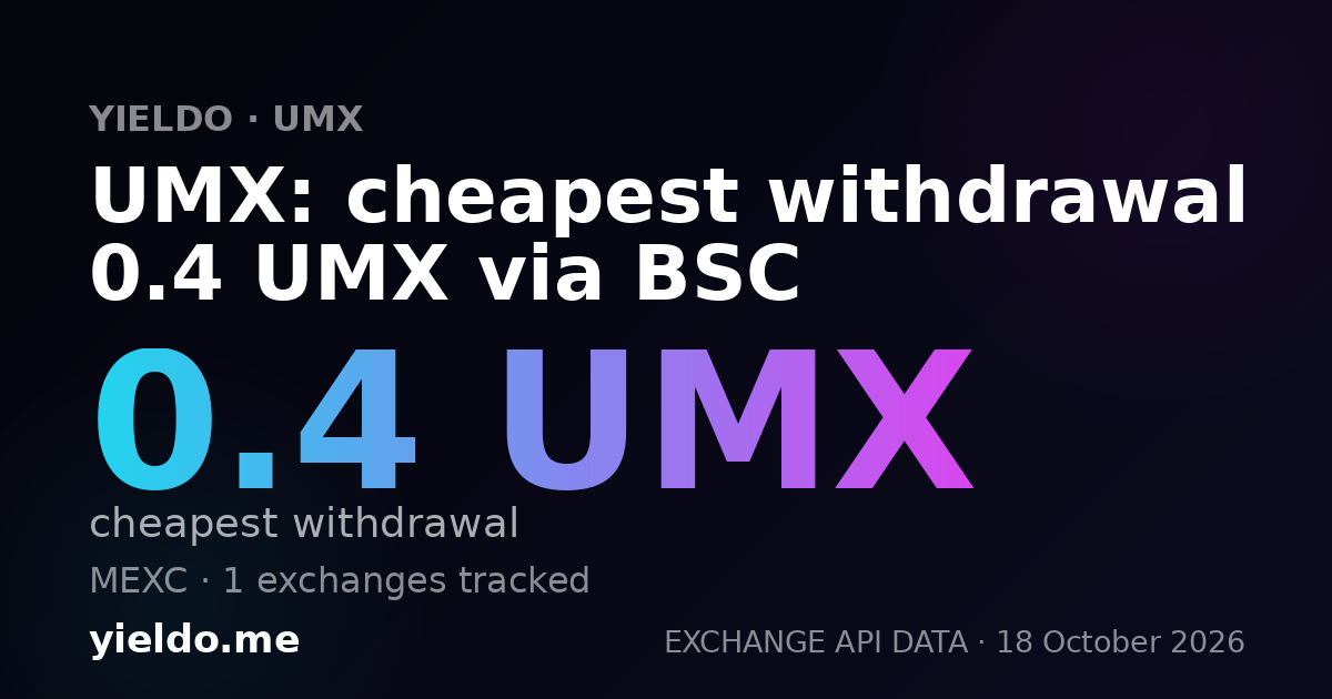 UMX: cheapest withdrawal 0.4 UMX via BSC