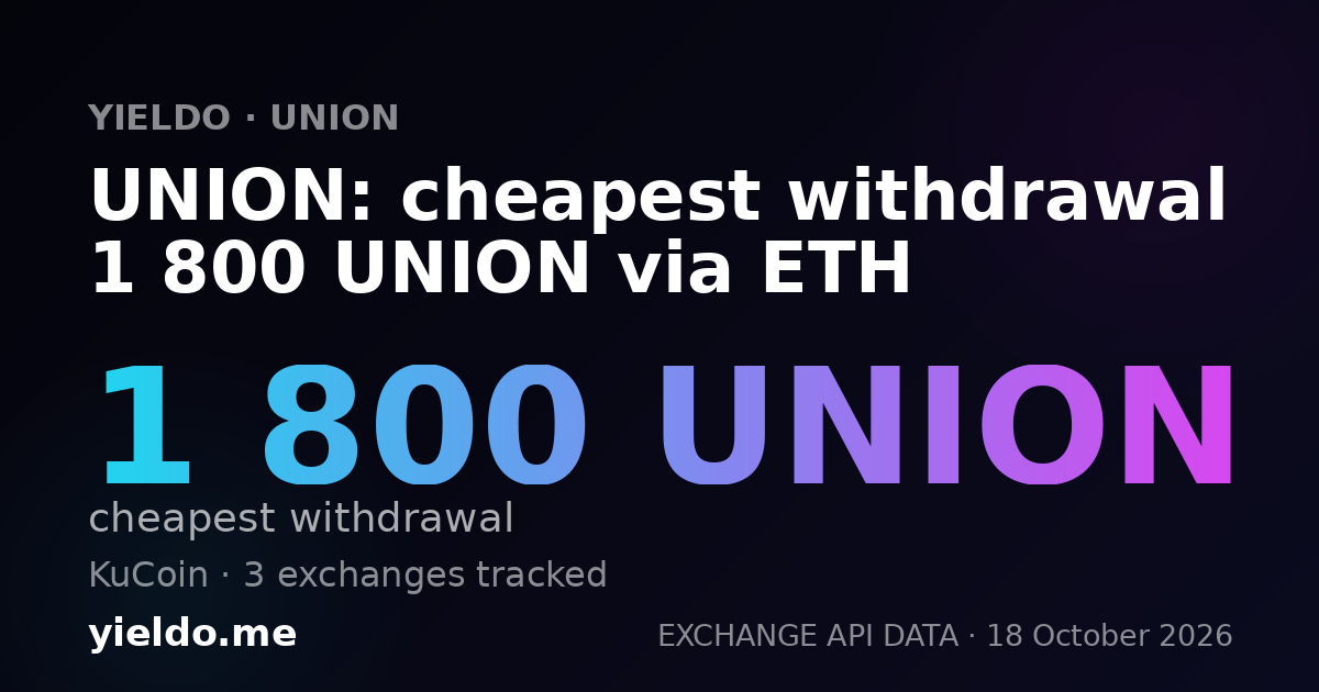 UNION: cheapest withdrawal 1 800 UNION via ETH