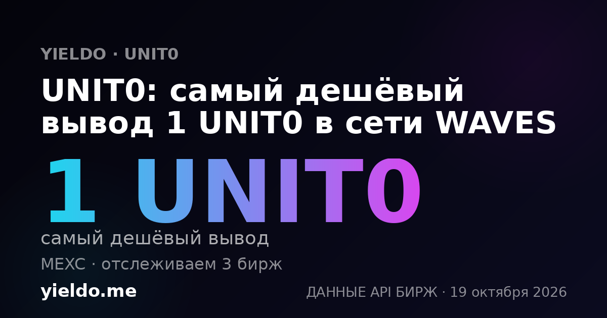 UNIT0: самый дешёвый вывод 1 UNIT0 в сети WAVES