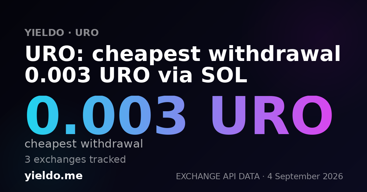 URO: cheapest withdrawal 0.003 URO via SOL