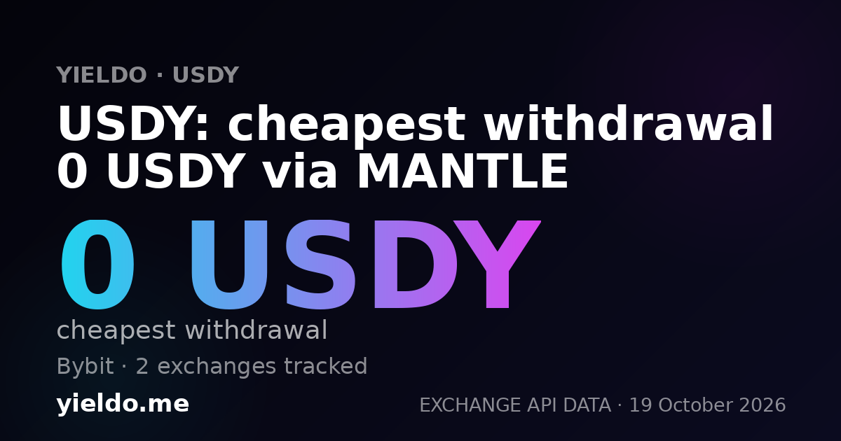 USDY: cheapest withdrawal 0 USDY via MANTLE