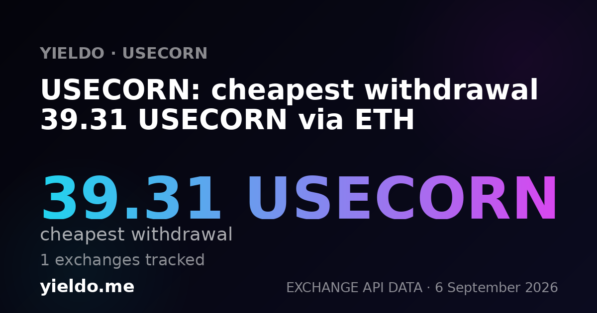 USECORN: cheapest withdrawal 39.31 USECORN via ETH