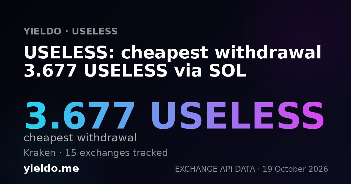 USELESS: cheapest withdrawal 3.673 USELESS via SOL