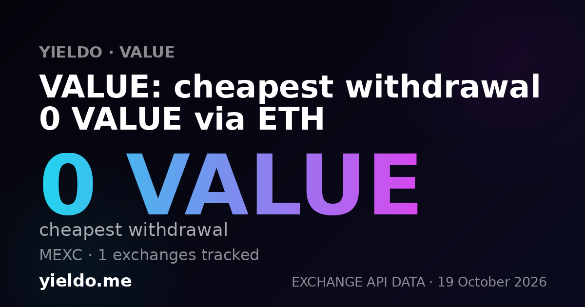 VALUE: cheapest withdrawal 0 VALUE via ETH