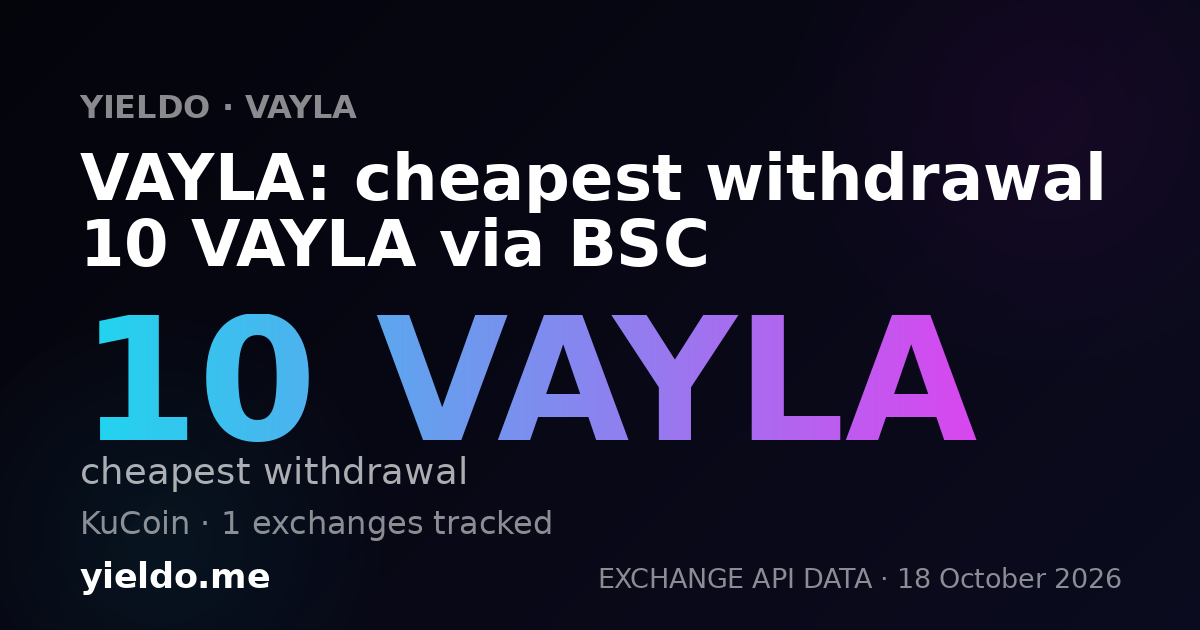 VAYLA: cheapest withdrawal 10 VAYLA via BSC