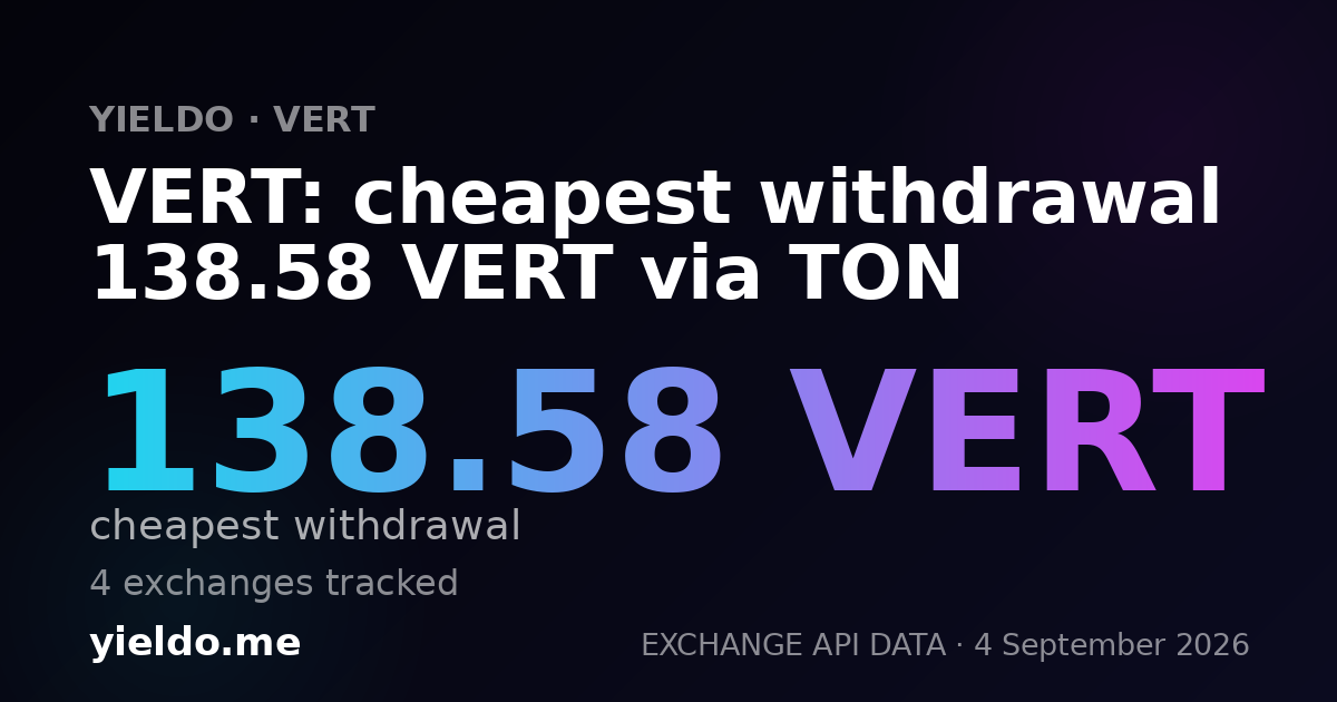 VERT: cheapest withdrawal 138.58 VERT via TON