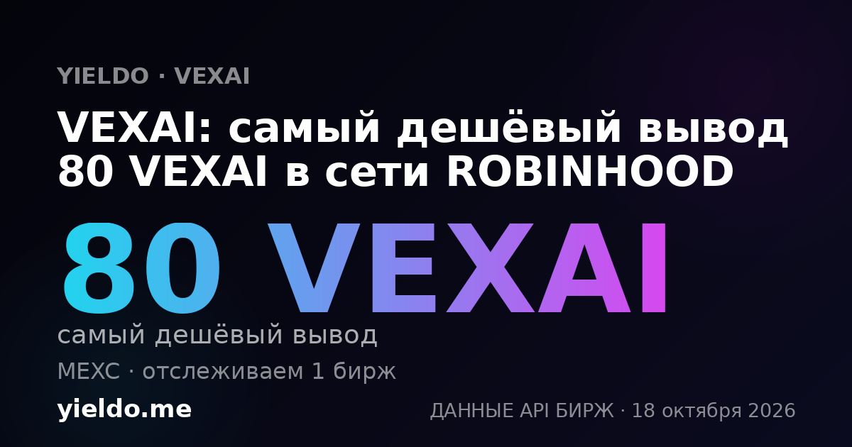 VEXAI: самый дешёвый вывод 80 VEXAI в сети ROBINHOOD