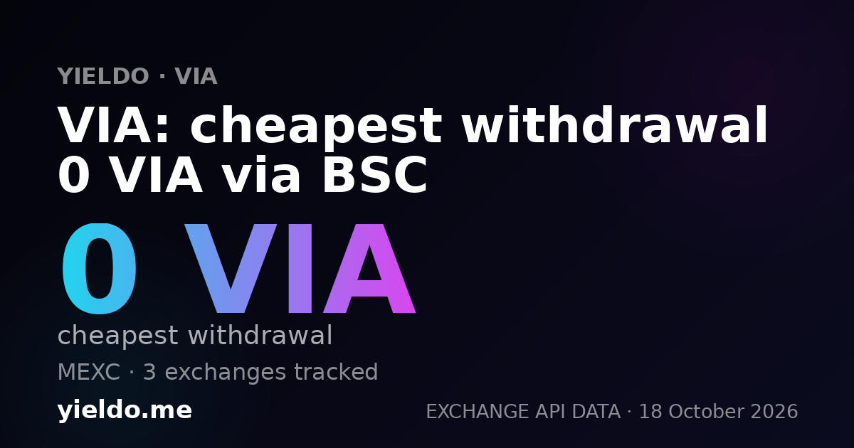VIA: cheapest withdrawal 0 VIA via BSC