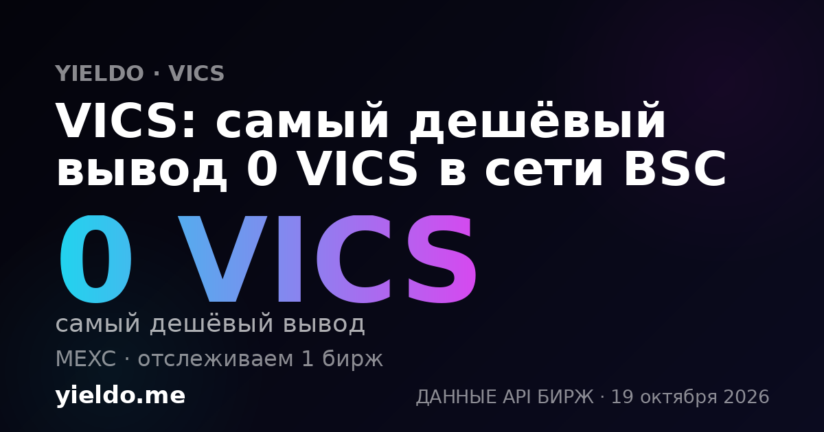 VICS: самый дешёвый вывод 0 VICS в сети BSC