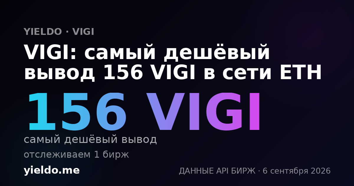 VIGI: самый дешёвый вывод 156 VIGI в сети ETH