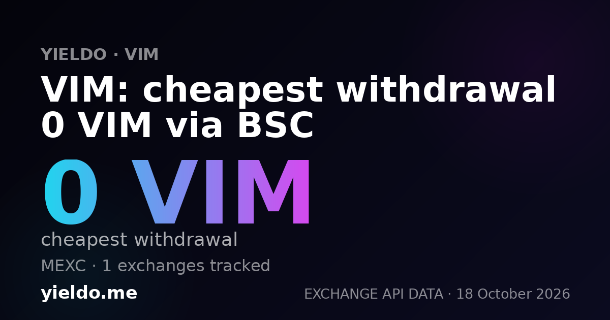 VIM: cheapest withdrawal 0 VIM via BSC