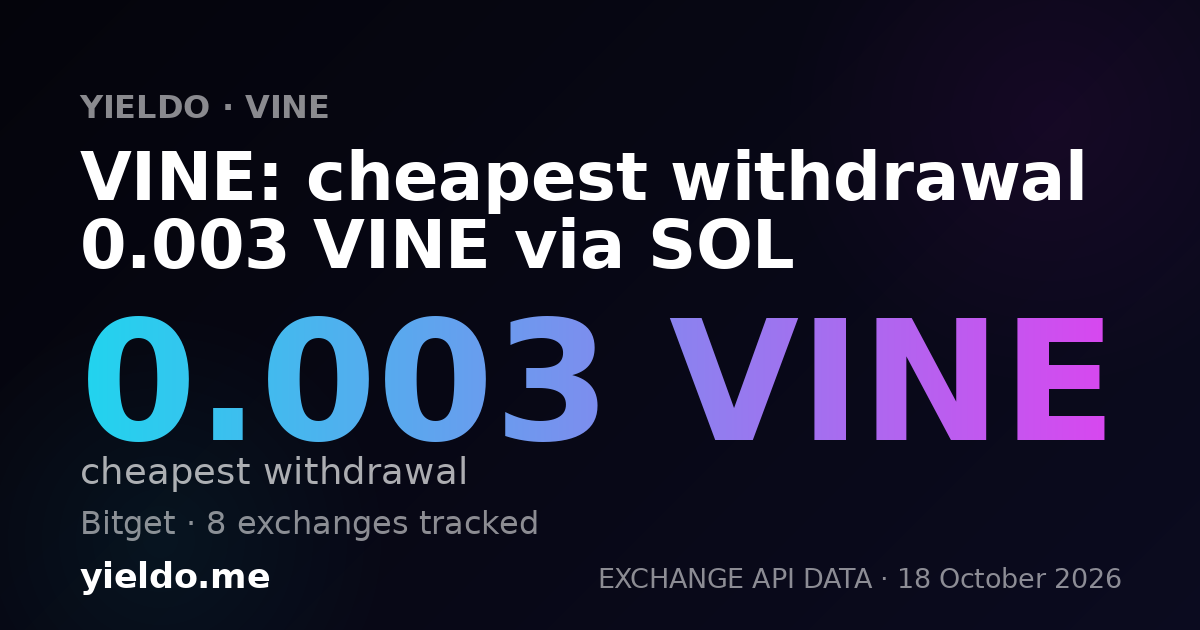 VINE: cheapest withdrawal 0.003 VINE via SOL