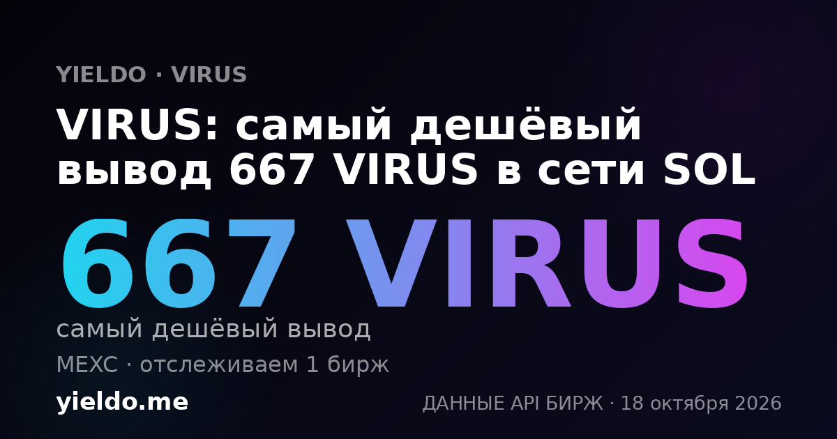 VIRUS: самый дешёвый вывод 667 VIRUS в сети SOL