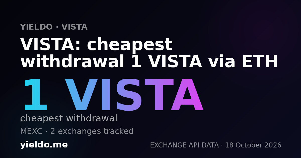 VISTA: cheapest withdrawal 1 VISTA via ETH