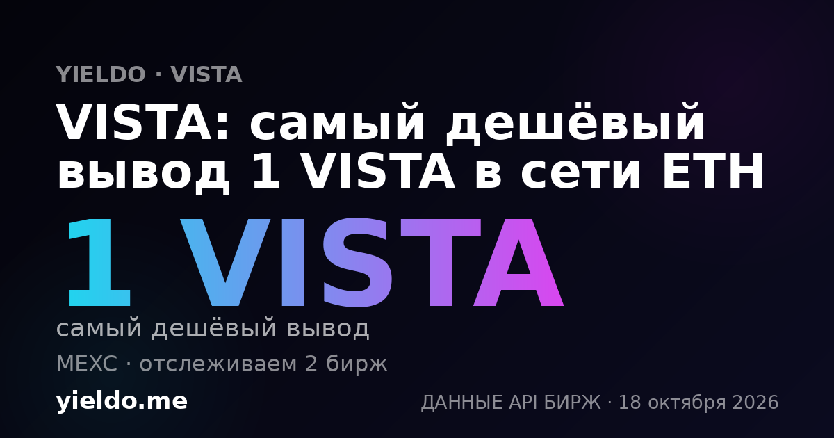 VISTA: самый дешёвый вывод 1 VISTA в сети ETH