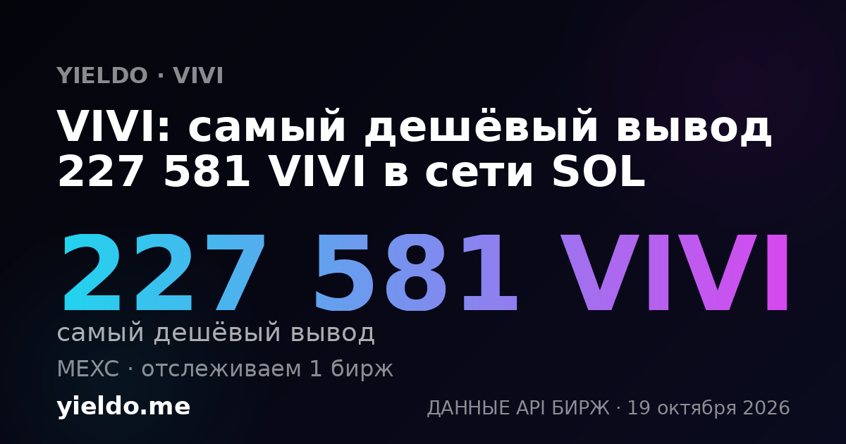 VIVI: самый дешёвый вывод 227 581 VIVI в сети SOL
