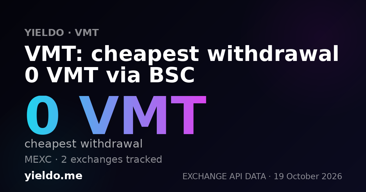 VMT: cheapest withdrawal 0 VMT via BSC