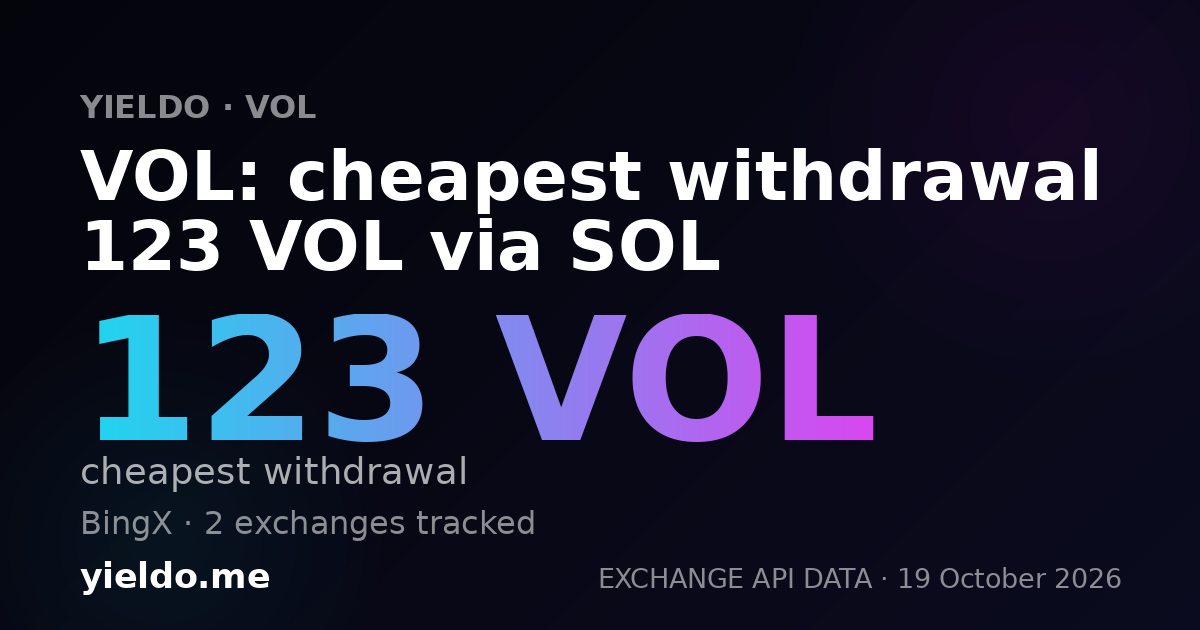 VOL: cheapest withdrawal 123 VOL via SOL