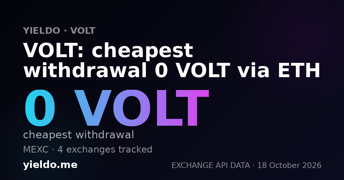 VOLT: cheapest withdrawal 0 VOLT via ETH