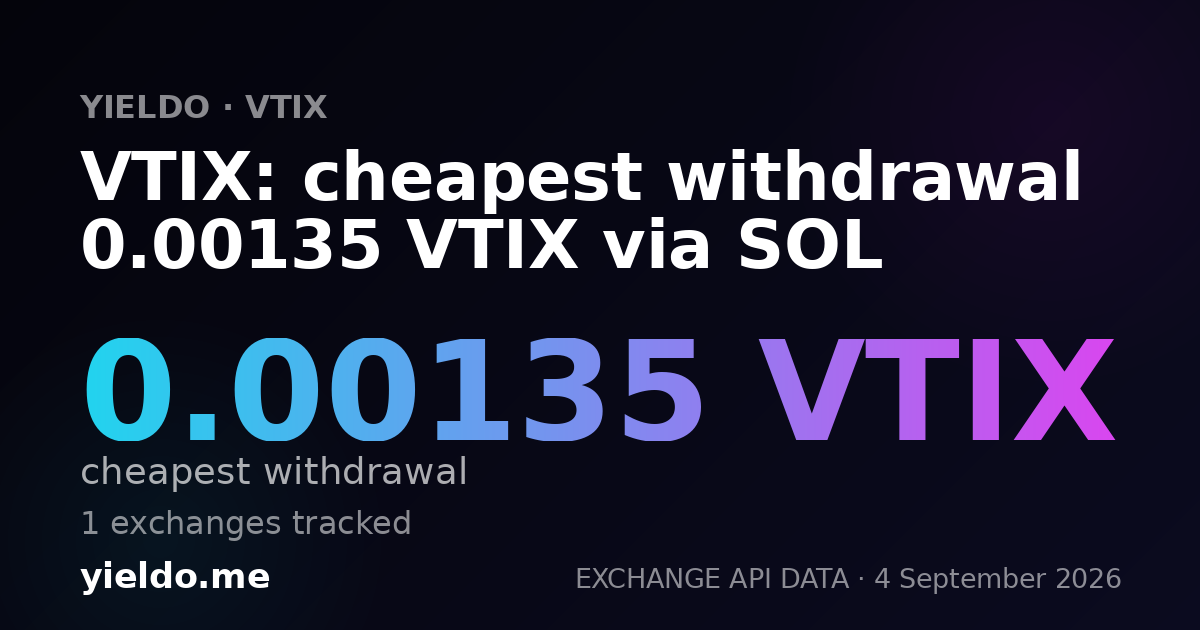 VTIX: cheapest withdrawal 0.00135 VTIX via SOL