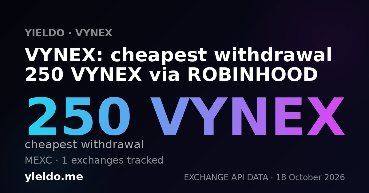 VYNEX: cheapest withdrawal 250 VYNEX via ROBINHOOD