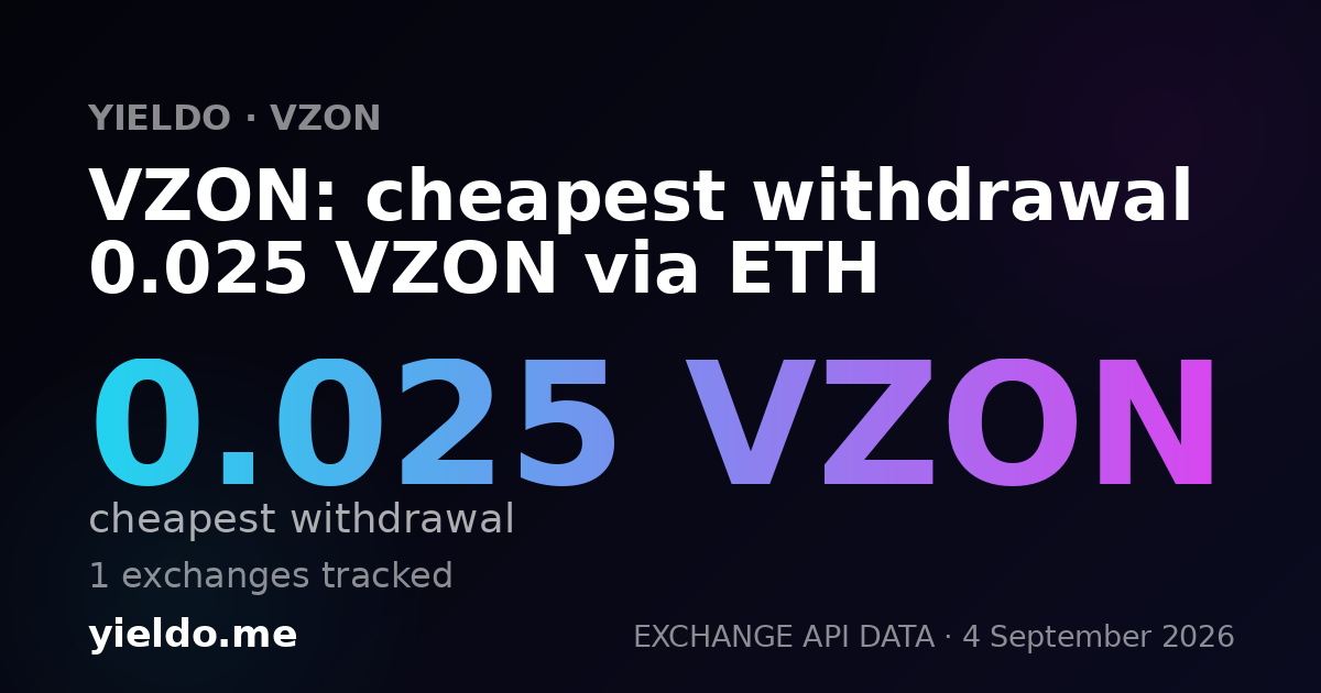 VZON: cheapest withdrawal 0.025 VZON via ETH