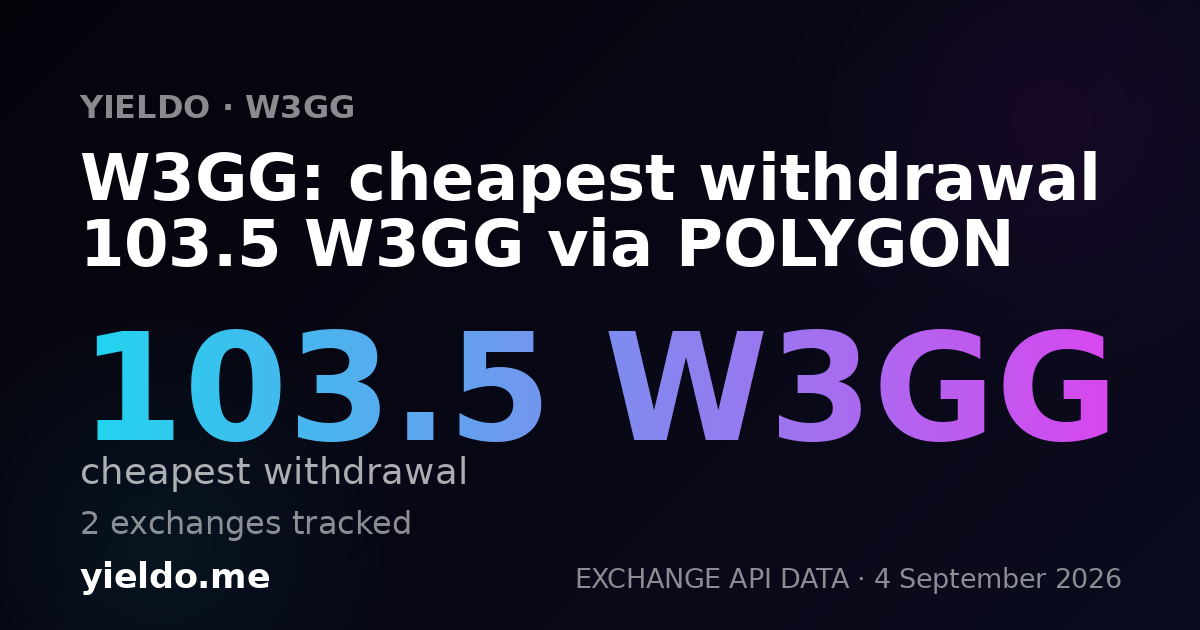 W3GG: cheapest withdrawal 103.5 W3GG via POLYGON