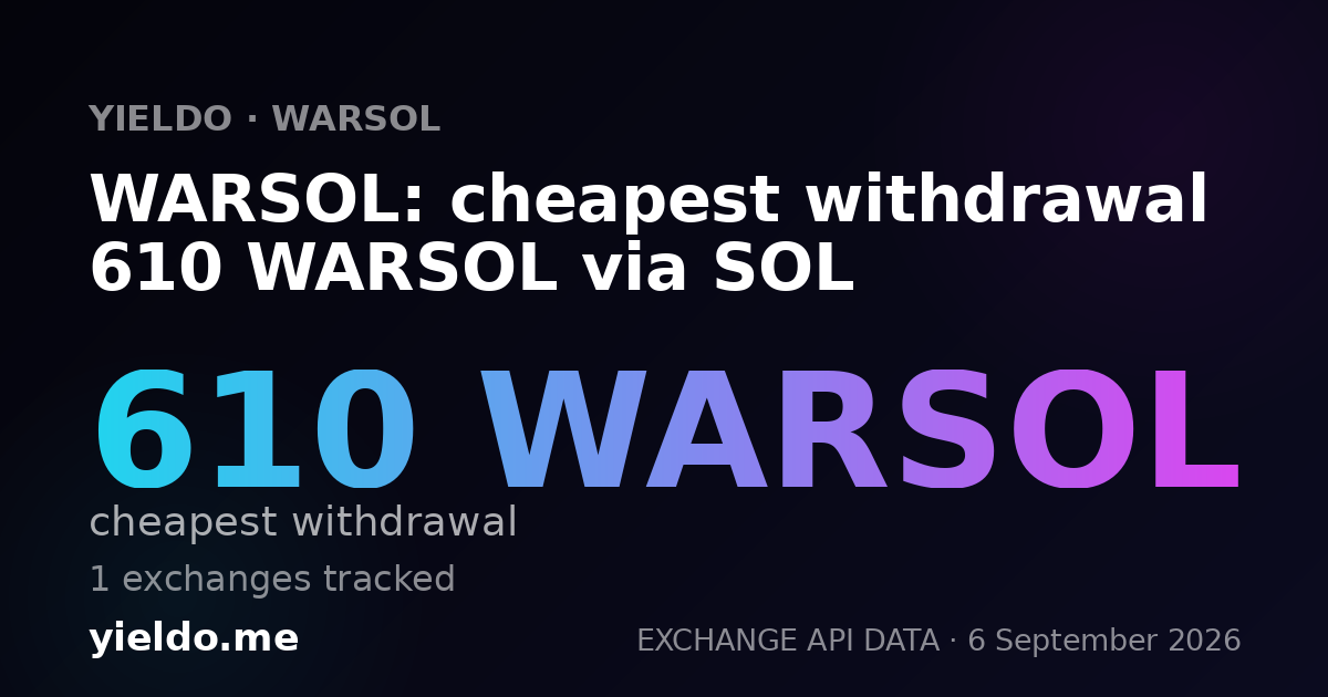 WARSOL: cheapest withdrawal 610 WARSOL via SOL