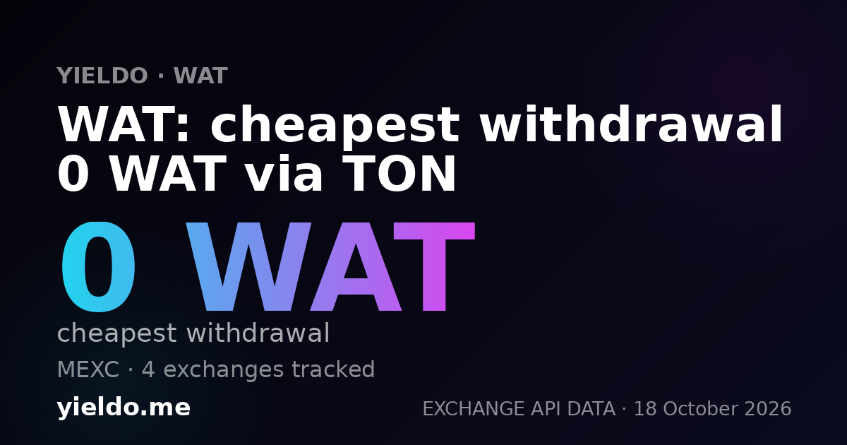WAT: cheapest withdrawal 0 WAT via TON