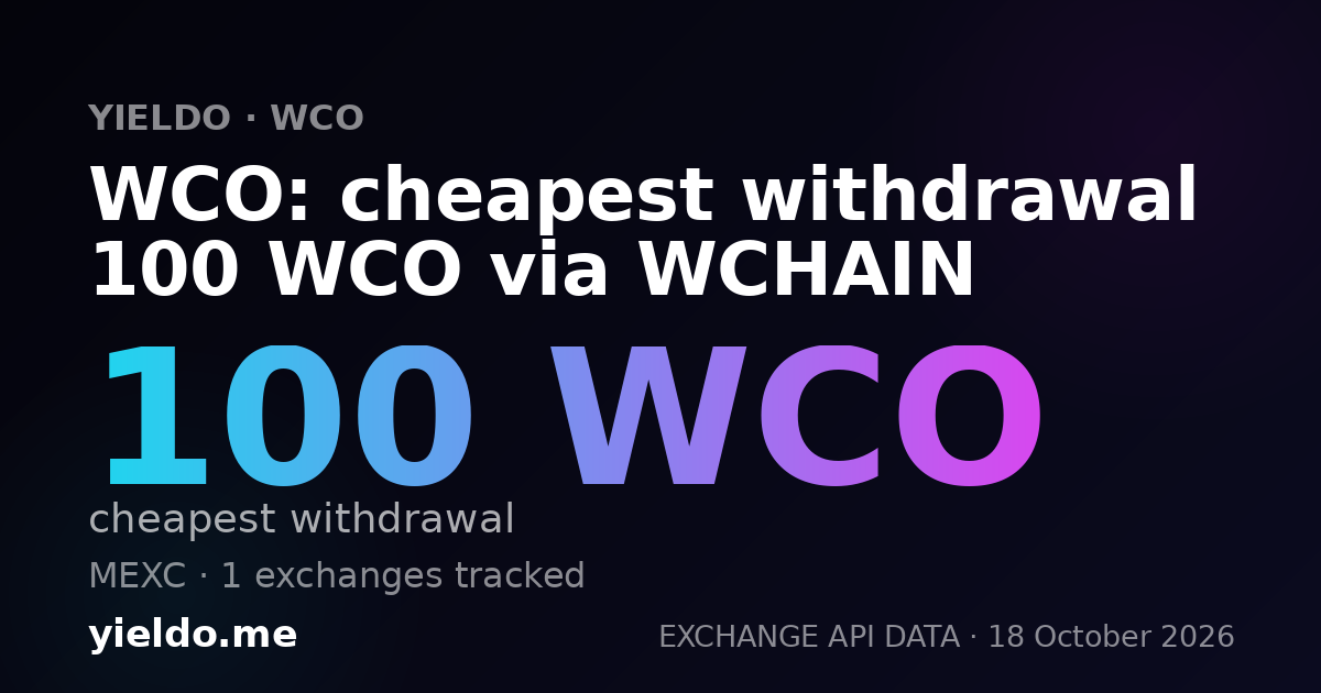 WCO: cheapest withdrawal 100 WCO via WCHAIN