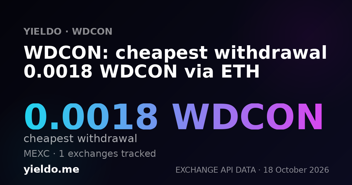 WDCON: cheapest withdrawal 0.0018 WDCON via ETH