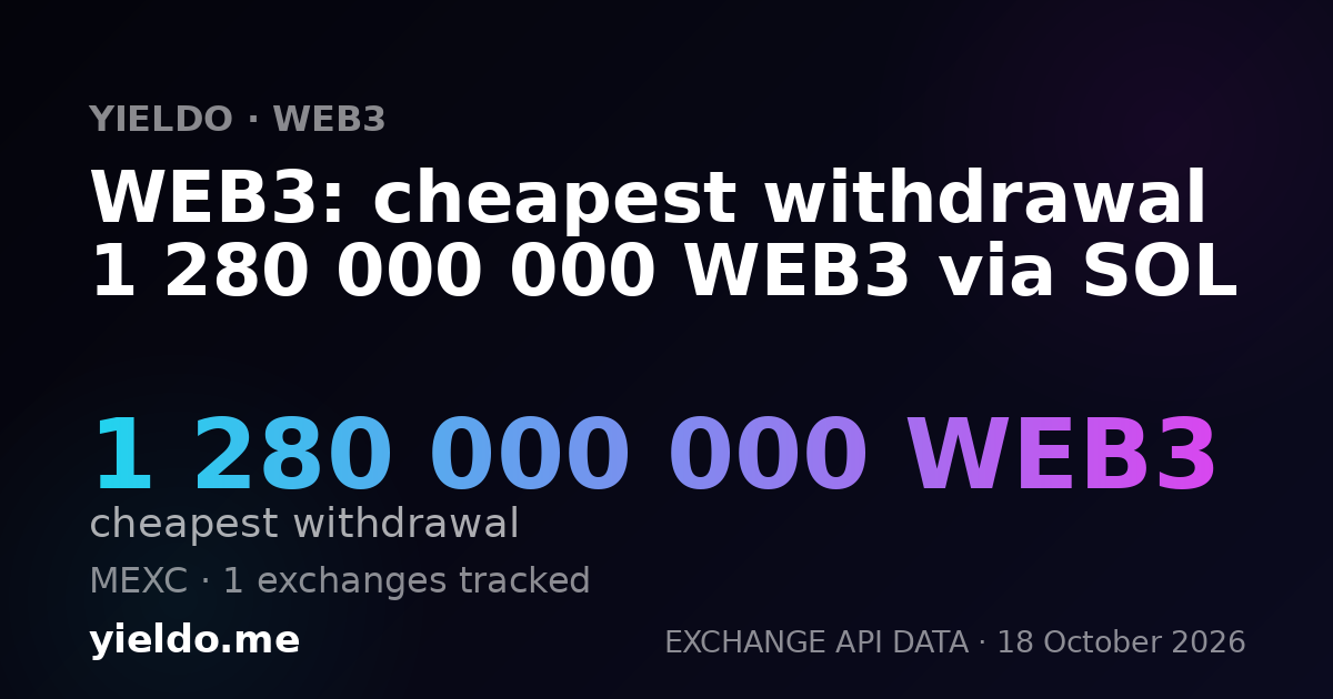 WEB3: cheapest withdrawal 1 280 000 000 WEB3 via SOL