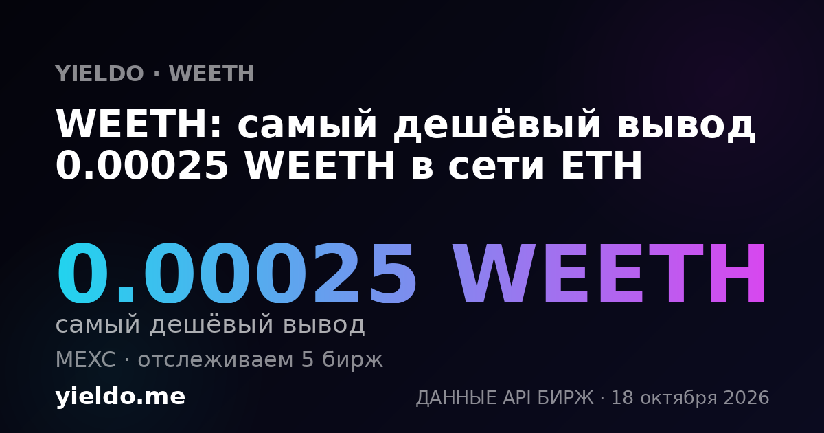 WEETH: самый дешёвый вывод 0.00025 WEETH в сети ETH