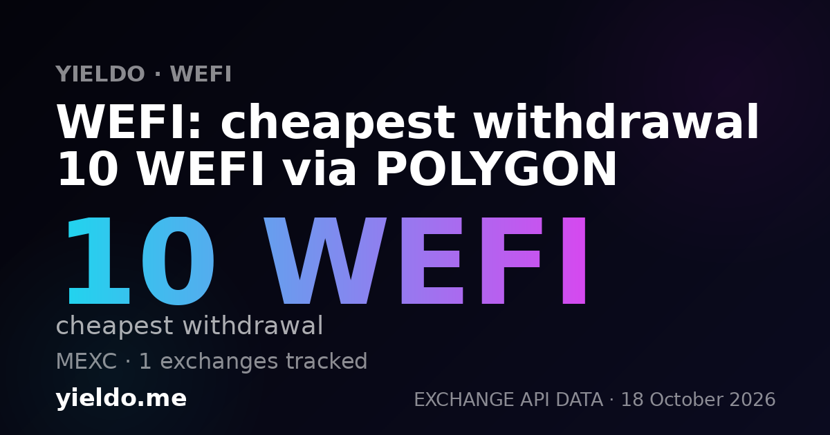 WEFI: cheapest withdrawal 10 WEFI via POLYGON