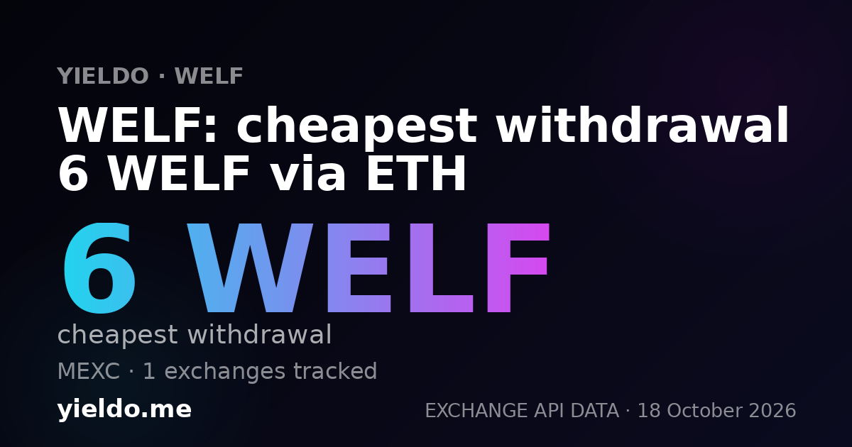 WELF: cheapest withdrawal 6 WELF via ETH