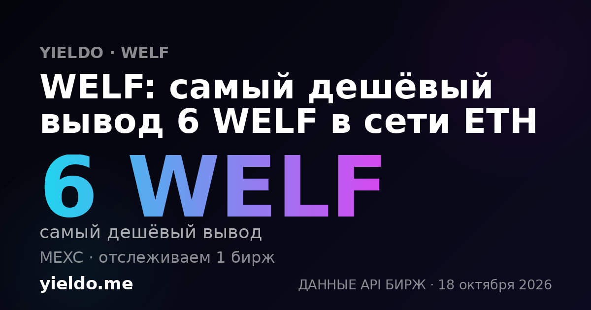 WELF: самый дешёвый вывод 6 WELF в сети ETH