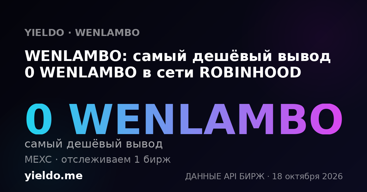 WENLAMBO: самый дешёвый вывод 0 WENLAMBO в сети ROBINHOOD