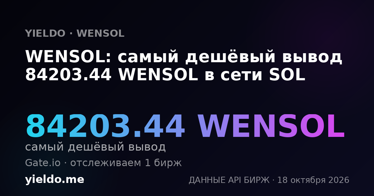 WENSOL: самый дешёвый вывод 84203.44 WENSOL в сети SOL