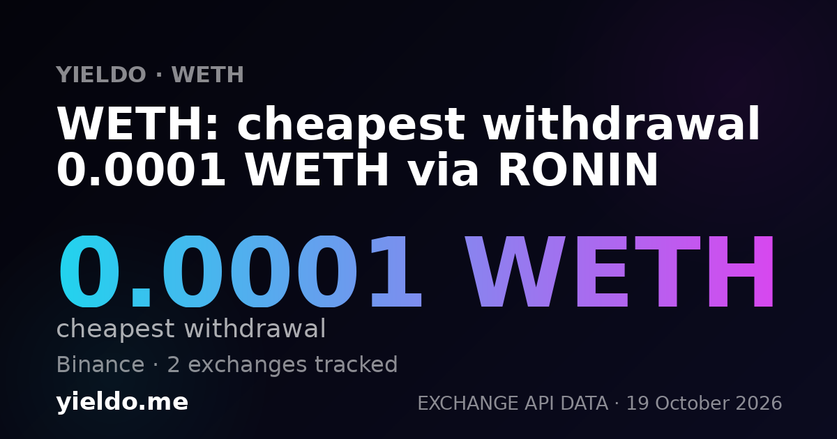 WETH: cheapest withdrawal 0.0001 WETH via RONIN