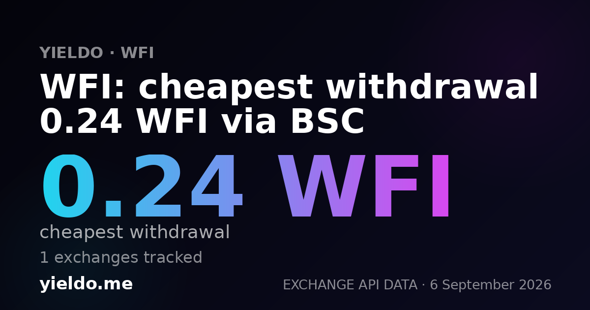 WFI: cheapest withdrawal 0.24 WFI via BSC