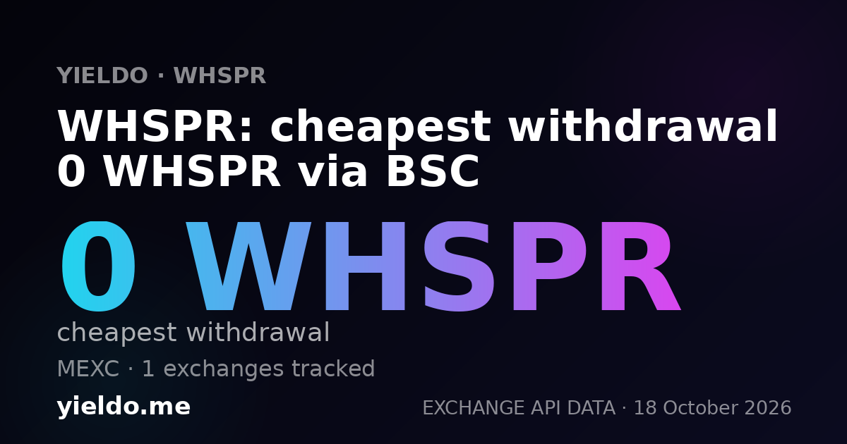 WHSPR: cheapest withdrawal 0 WHSPR via BSC