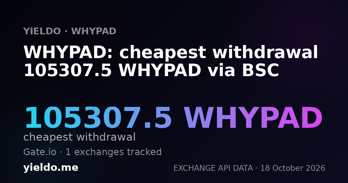 WHYPAD: cheapest withdrawal 105307.5 WHYPAD via BSC