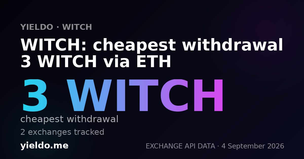WITCH: cheapest withdrawal 3 WITCH via ETH