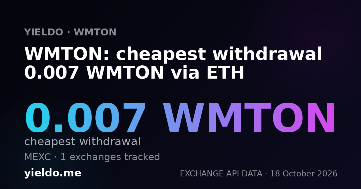 WMTON: cheapest withdrawal 0.007 WMTON via ETH