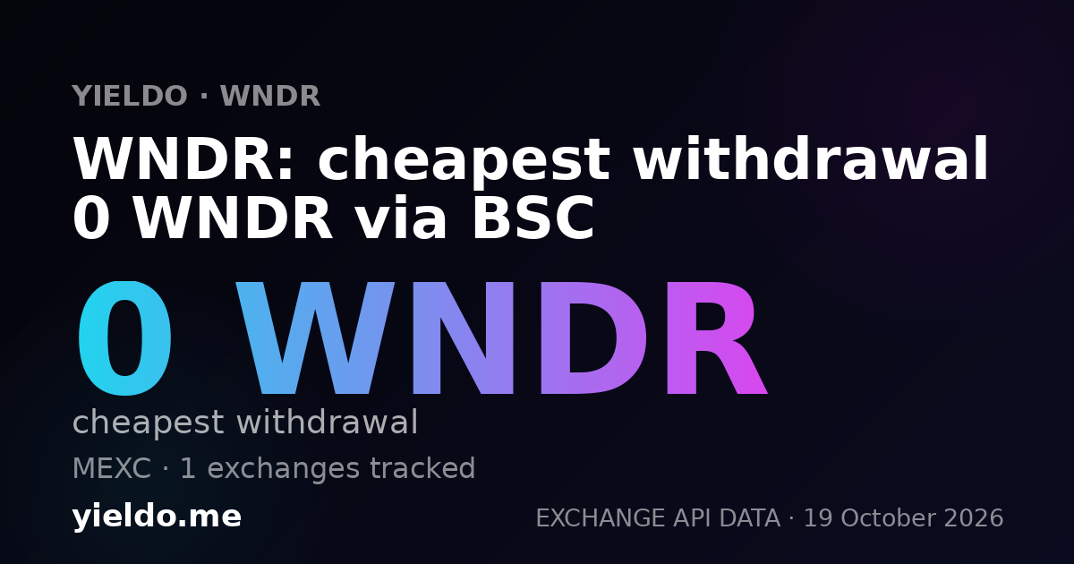 WNDR: cheapest withdrawal 0 WNDR via BSC
