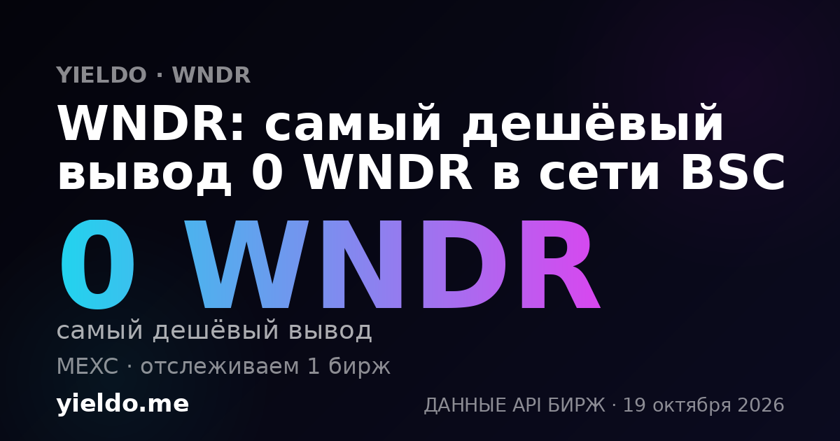 WNDR: самый дешёвый вывод 0 WNDR в сети BSC