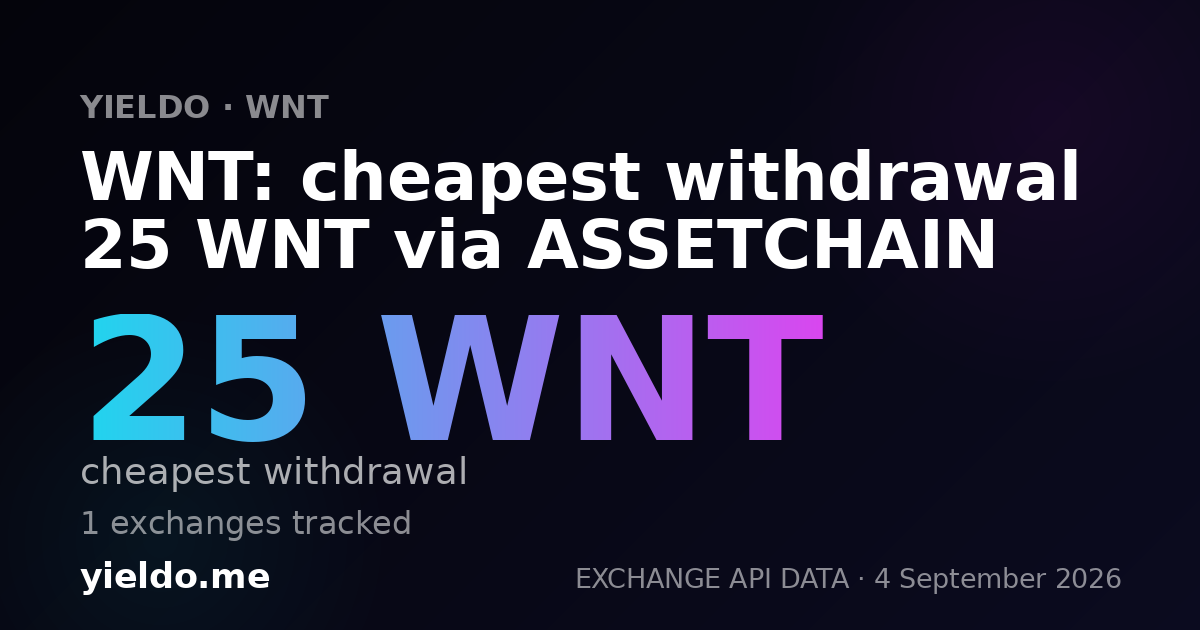 WNT: cheapest withdrawal 25 WNT via ASSETCHAIN