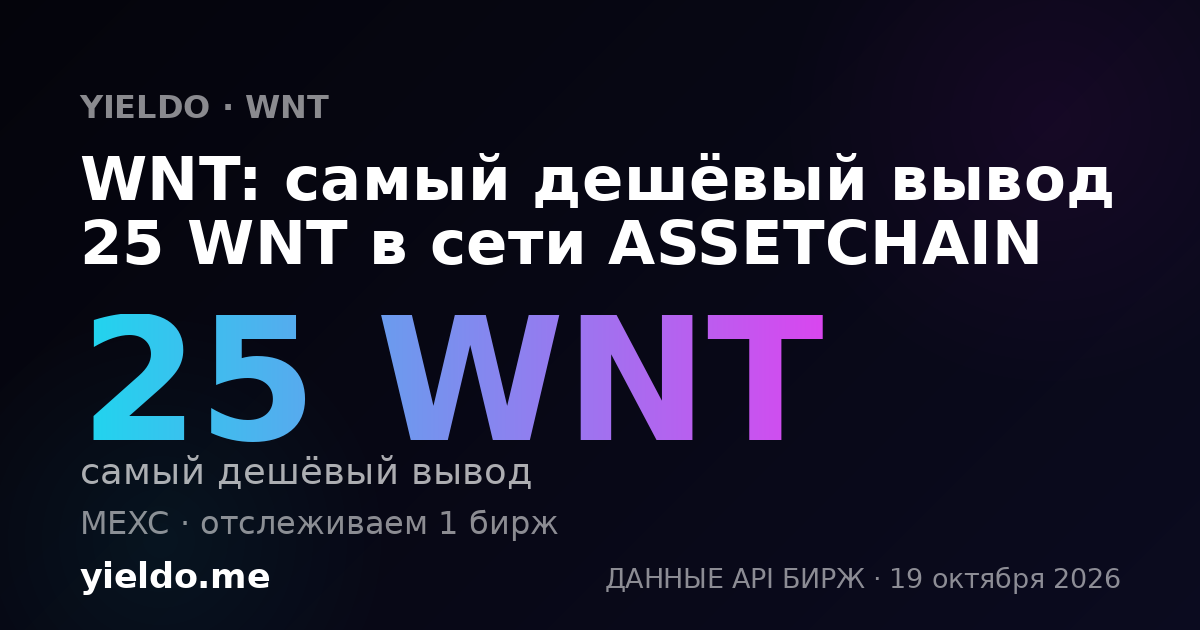 WNT: самый дешёвый вывод 25 WNT в сети ASSETCHAIN